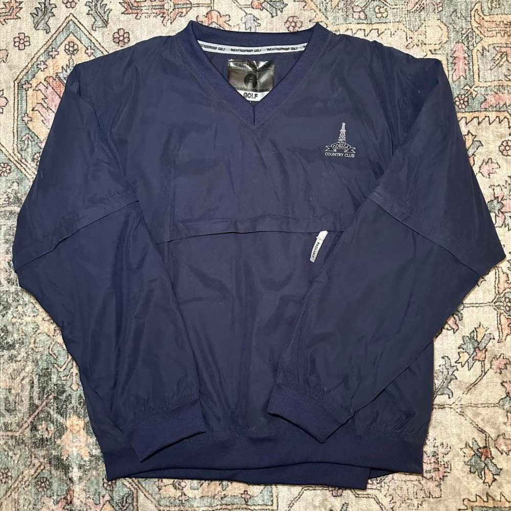 Weatherproof Golf Windbreaker Pullover Odessa Country Club Navy Blue Mens L